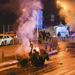Police arrive at the site of an explosion in central Istanbul
