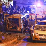Police arrive at the site of an explosion in central Istanbul