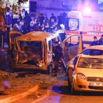 Police arrive at the site of an explosion in central Istanbul