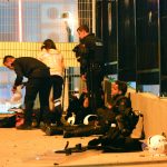 Turkish policemen at the site of an explosion in central Istanbul