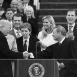 President Donald Trump shakes hands with Justice John Roberts after taking the oath at inauguration ceremonies swearing in Trump as the 45th president of the United States on the West front of the U.S. Capitol in Washington