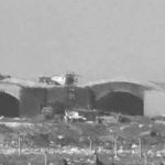 A still image taken from a video broadcast on Syrian state television on April 7, 2017, shows a Syrian army airbase that was hit by U.S. strike near the city of Homs