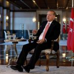Turkish President Tayyip Erdogan attends an interview with Reuters at the Presidential Palace in Ankara
