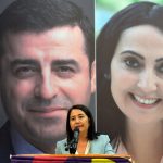 Serpil Kemalbay, newly elected co-chairwoman of the Pro-Kurdish Peoples' Democratic Party, speaks during her party's extraordinary congress in Ankara