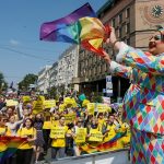 Participants take part in the equality march in Kiev