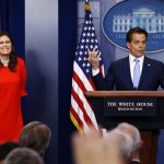 New White House Communications Director Anthony Scaramucci addresses the daily briefing with Sanders at the White House in Washington