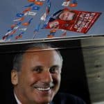Pre-election posters depict Turkish President Tayyip Erdogan  and Muharrem Ince, presidential candidate of Turkey's main opposition Republican People's Party (CHP) in Eminonu district, in Istanbul