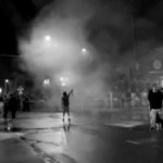 Still image shows police reportedly using tear gas and flash grenades against protesters demonstrating after the death of George Floyd in Minneapolis