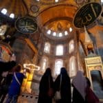 People visit the Hagia Sophia or Ayasofya, a UNESCO World Heritage Site, which was a Byzantine cathedral before being converted into a mosque and currently a museum, in Istanbul