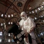 Disinfection of Fatih Mosque in Istanbul