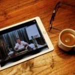 A video of Sedat Peker is played on an ipad of a customer at a cafe in Istanbul