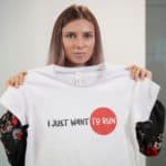 Belarusian sprinter Krystsina Tsimanouskaya attends a news conference in Warsaw