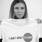 Belarusian sprinter Krystsina Tsimanouskaya attends a news conference in Warsaw