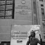A picture of main opposition CHP's Istanbul chair Canan Kaftancioglu is displayed on a screen outside the Justice Palace in Istanbul