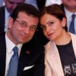 Imamoglu, main opposition CHP's Istanbul mayoral candidate, is pictured with his party's Istanbul chair Kaftancioglu during a campaign coordination meeting in Istanbul