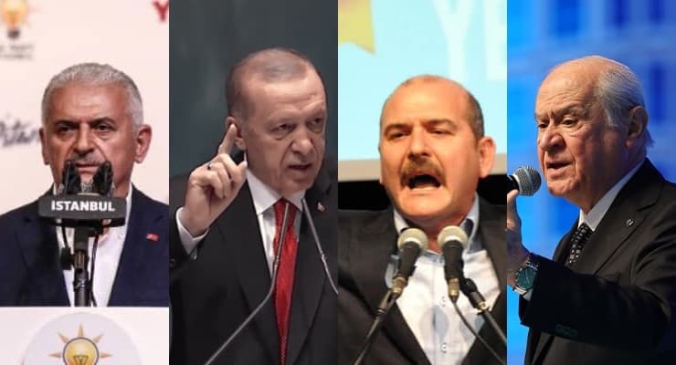 Binali Yıldırım, Tayyip Erdoğan, Süleyman Soylu, Devlet Bahçeli. (AA-Diken-Arşiv)
