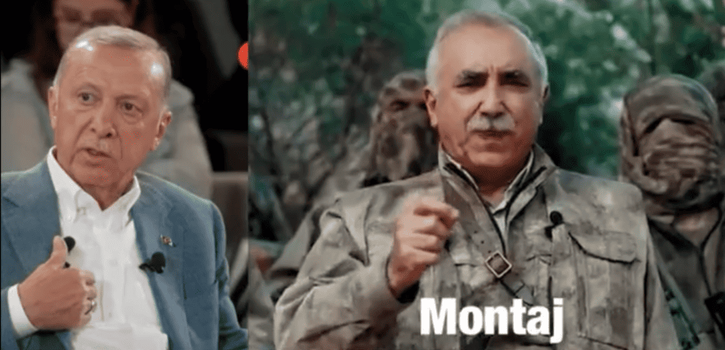 Erdoğan, montaj görüntüyü gerçekmiş gibi anlattı. (Twitter)