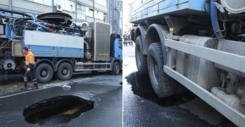 Güngören'de yol çöktü