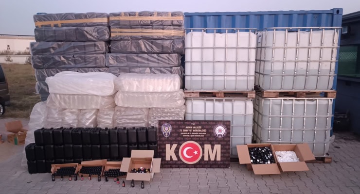 Aydın'da sahte içki operasyonu: 2,5 ton etil alkole el konuldu