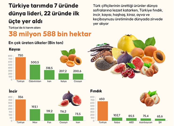 Bakanlığa göre Türkiye tarım üretiminde yedi üründe lider, 22 üründe ilk üçte
