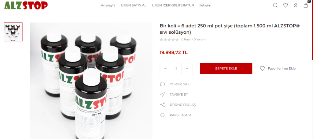 TTB Demans Tedavisi Üzerine Hareketi - ALZSTOP Ürünü ve Pazarlama Yöntemleri