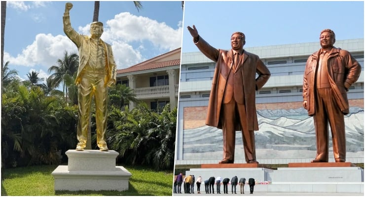 Trump'ın altın heykeli Kuzey Kore anıtlarına benzetildi