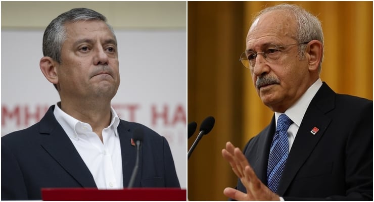 Side-by-side images of two men in suits giving speeches at formal events.