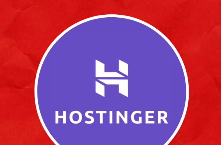 Purple Hostinger logo in a circular badge on a red textured background, with the iFED logo and Turkish text below (EngelliWeb | ifade Özgürlüğü Derneği).