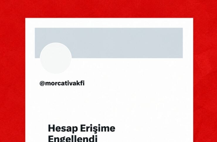 Turkish notice: 'Hesap Erişime Engelendi' from @morcativakfi, account blocked in Turkey due to a legal demand.